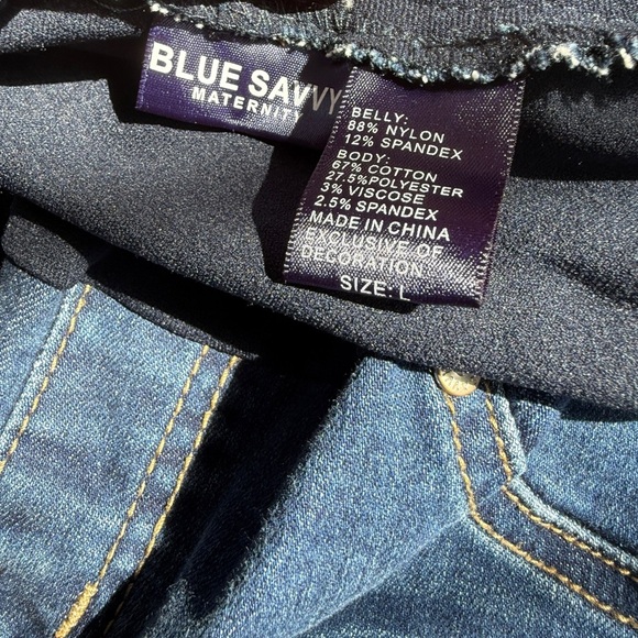 Blue Savvy Maternity Jeans with Faded Wash- Size L - Picture 4 of 8